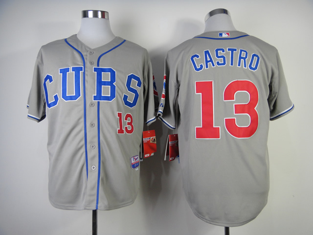 Men Chicago Cubs #13 Castro Grey MLB Jerseys->chicago cubs->MLB Jersey